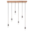 Stellan 6-Light Linear Pendant (Natural Wood & Black, Adjustable)