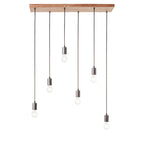 Stellan 6-Light Linear Pendant (Natural Wood & Black, Adjustable)