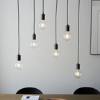 Stellan 6-Light Linear Pendant (Natural Wood & Black, Adjustable)