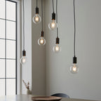 Stellan 6-Light Linear Pendant (Natural Wood & Black, Adjustable)