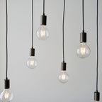 Stellan 6-Light Linear Pendant (Natural Wood & Black, Adjustable)