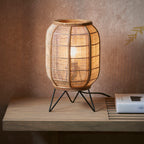 Zaire 1-Light Handmade Wood & Natural Linen Table Lamp