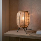 Zaire 1-Light Handmade Wood & Natural Linen Table Lamp