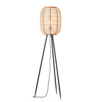 Zaire 1-Light Handmade Wood & Natural Linen Floor Lamp