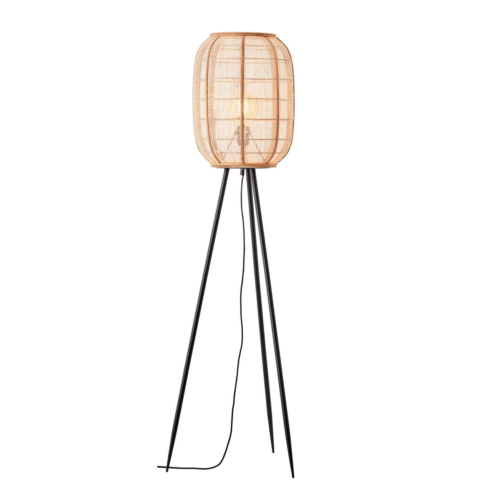 Zaire 1-Light Handmade Wood & Natural Linen Floor Lamp