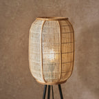 Zaire 1-Light Handmade Wood & Natural Linen Floor Lamp