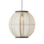 Zaire 1-Light Handmade Wood & Natural Linen Large Pendant Light