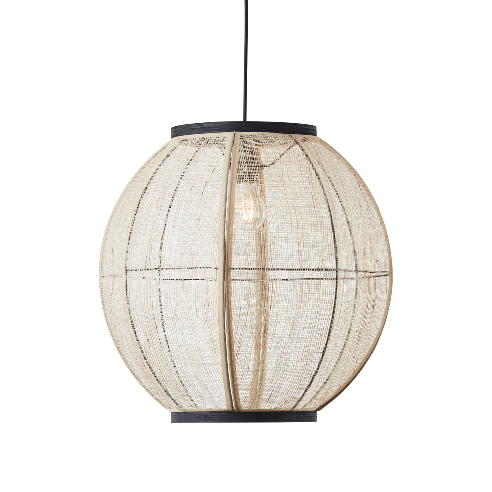 Zaire 1-Light Handmade Wood & Natural Linen Large Pendant Light