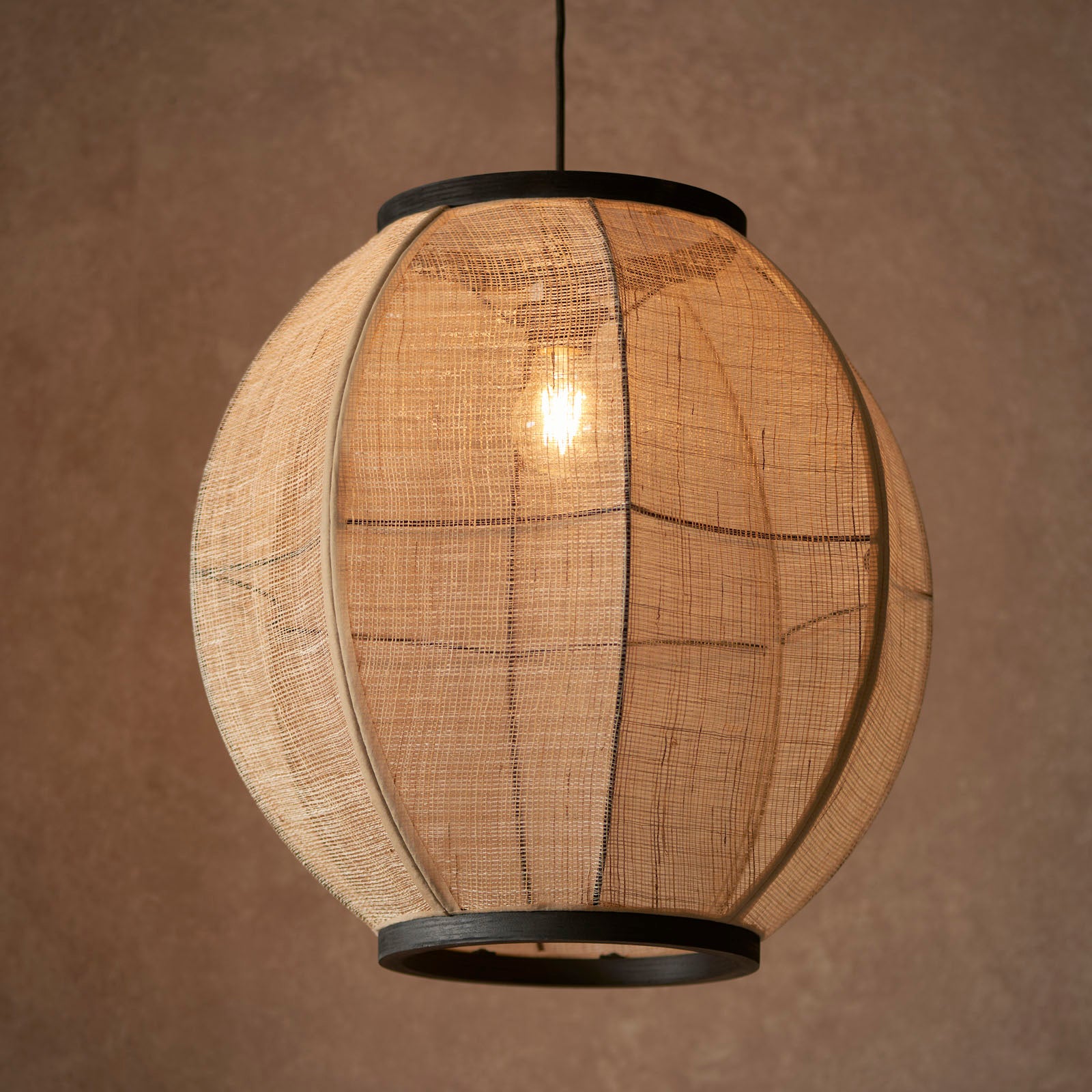Zaire 1-Light Handmade Wood & Natural Linen Large Pendant Light