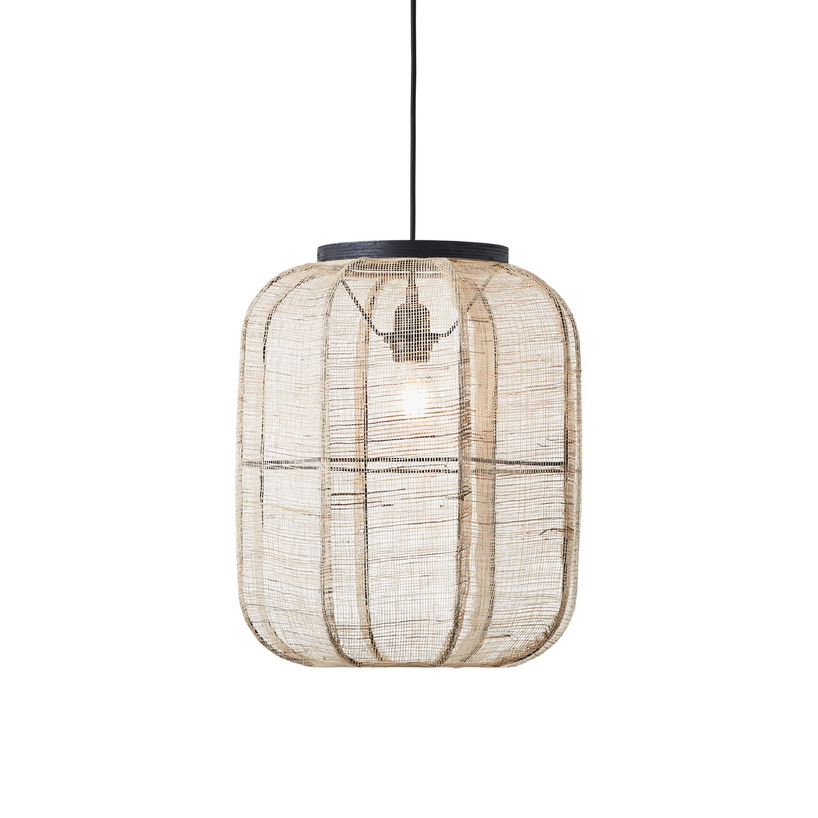 Zaire 1-Light Handmade Wood & Natural Linen Medium Pendant Light