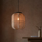 Zaire 1-Light Handmade Wood & Natural Linen Medium Pendant Light