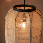 Zaire 1-Light Handmade Wood & Natural Linen Medium Pendant Light