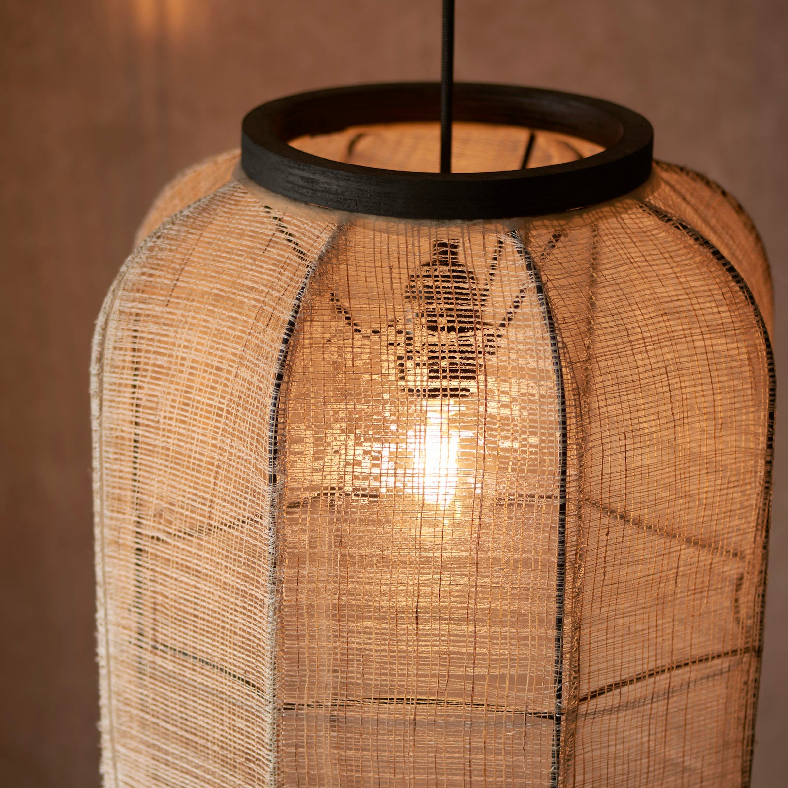 Zaire 1-Light Handmade Wood & Natural Linen Medium Pendant Light