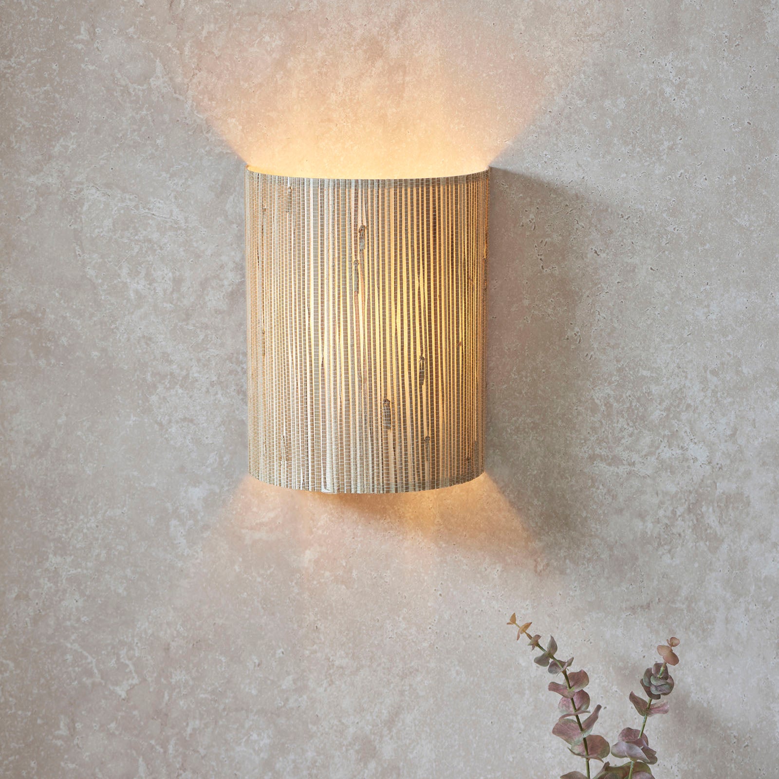 Longshore Natural Seagrass Wall Light with Matt Black Accents