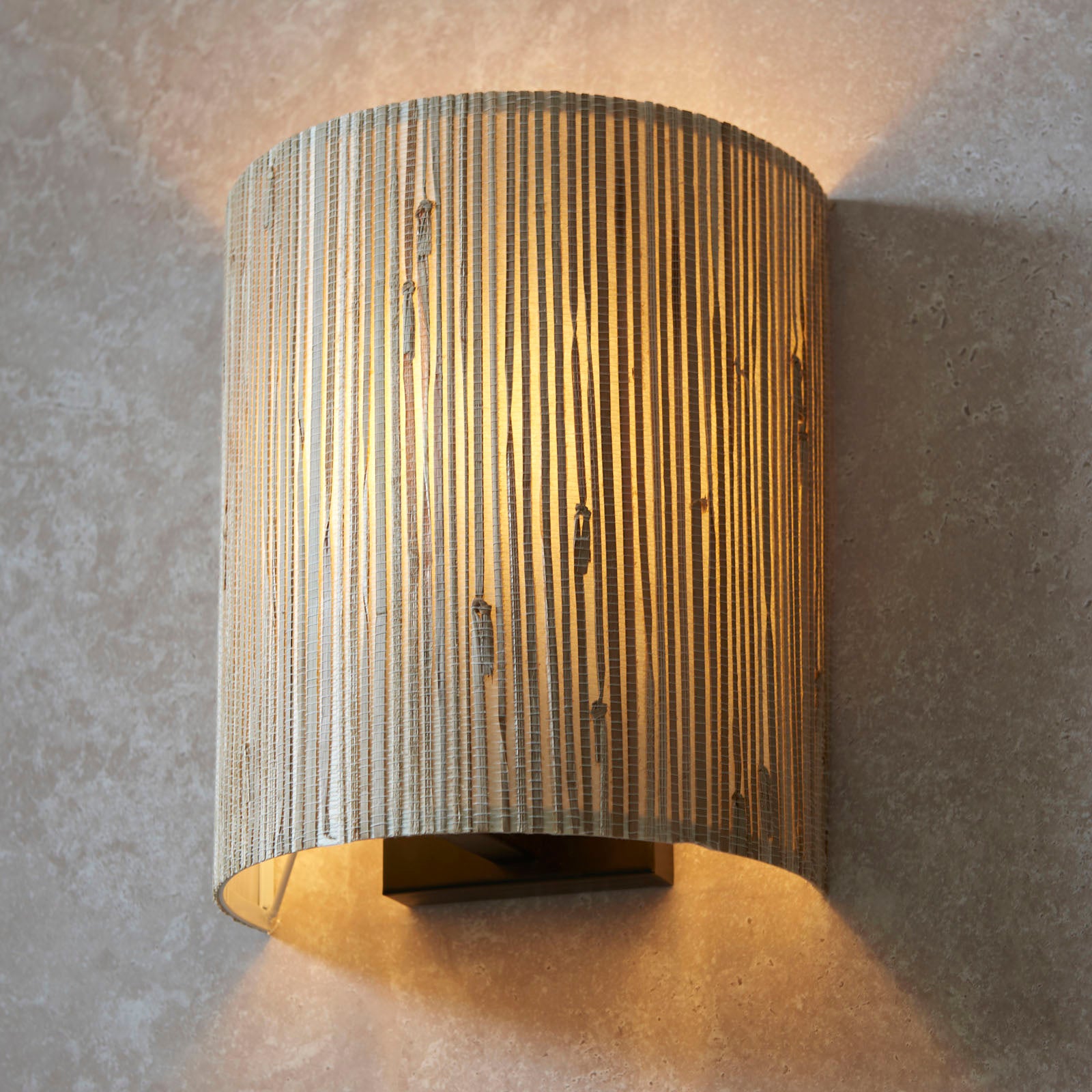 Longshore Natural Seagrass Wall Light with Matt Black Accents