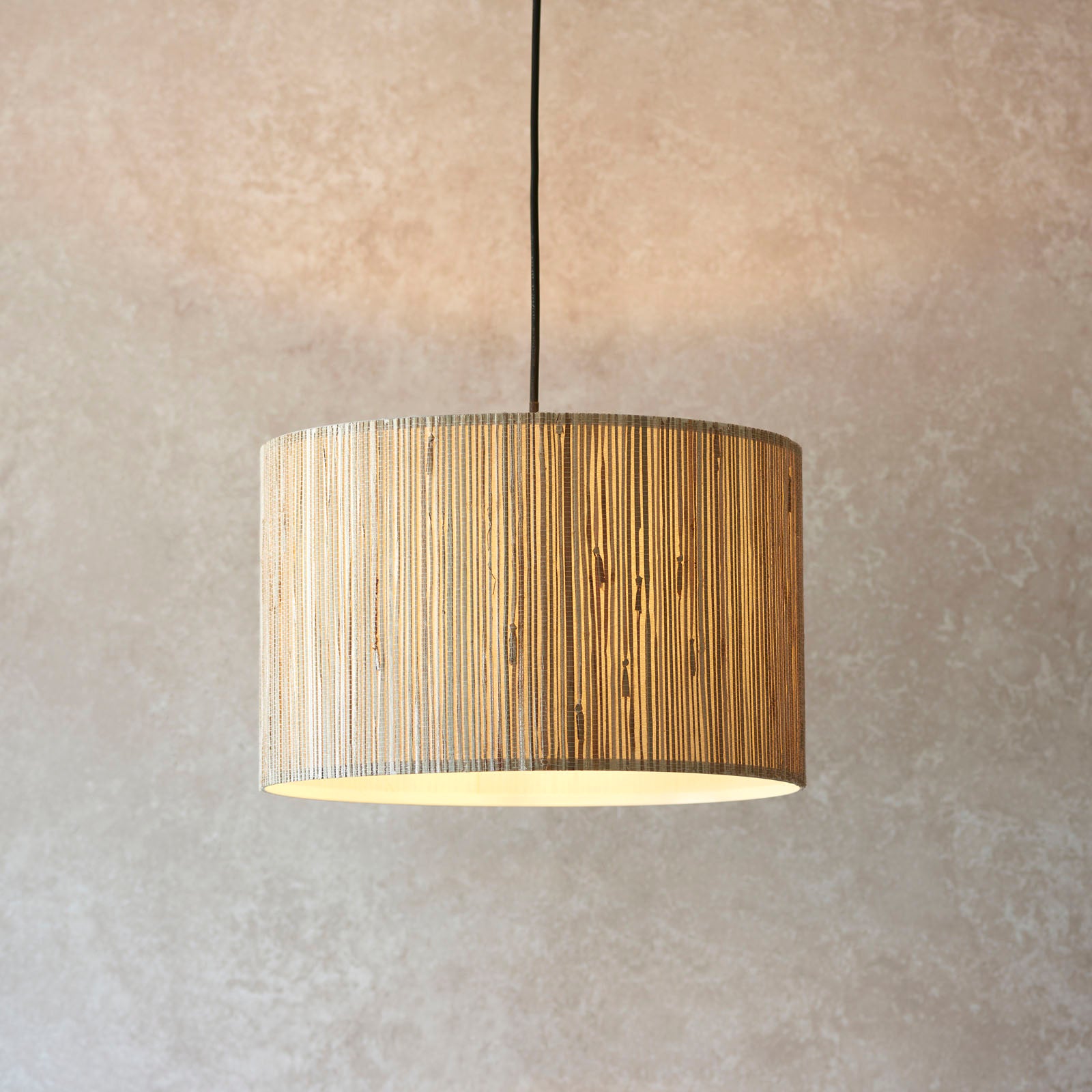 Longshore Natural Seagrass Pendant Light with Matt Black Accents