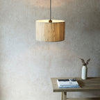 Longshore Natural Seagrass Pendant Light with Matt Black Accents