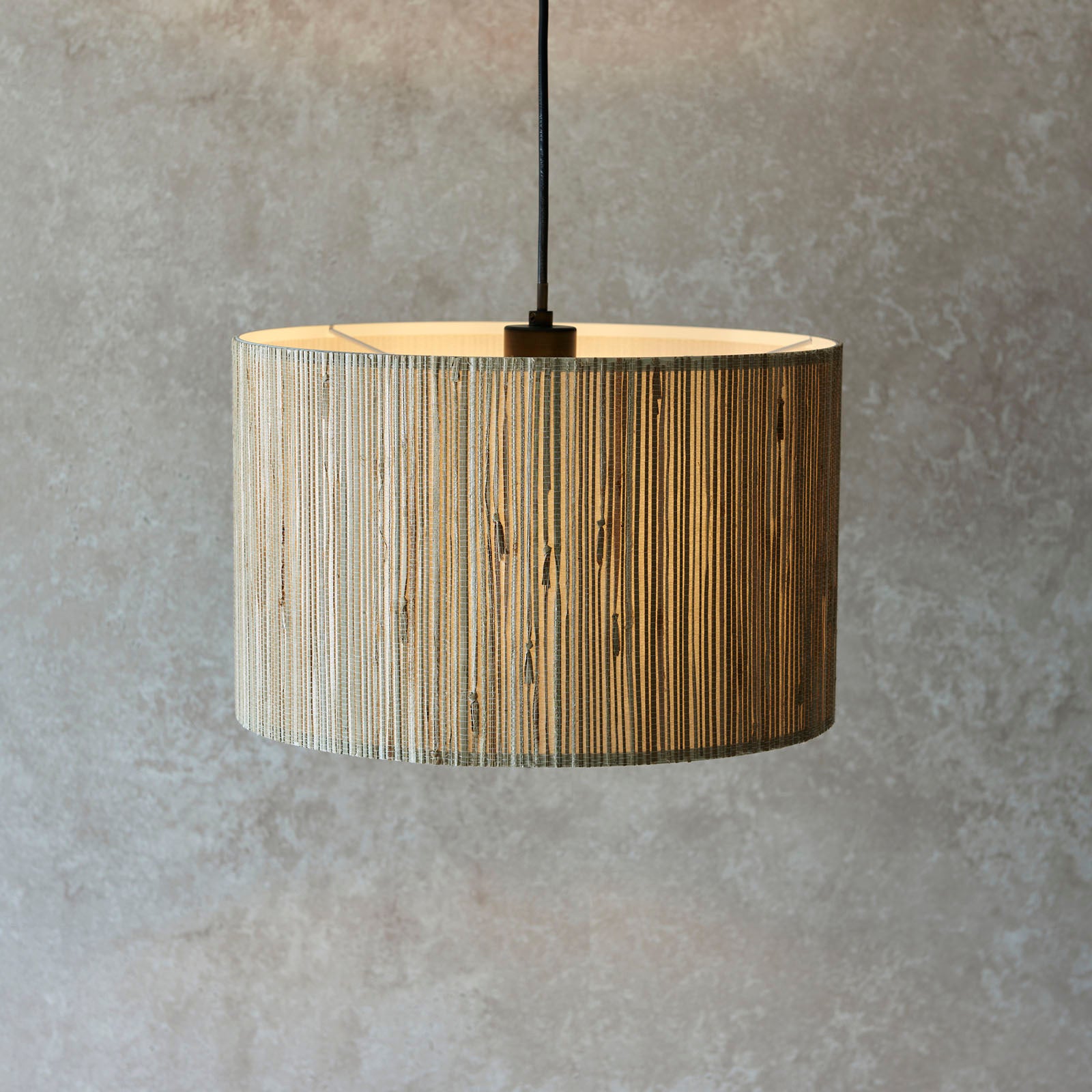 Longshore Natural Seagrass Pendant Light with Matt Black Accents