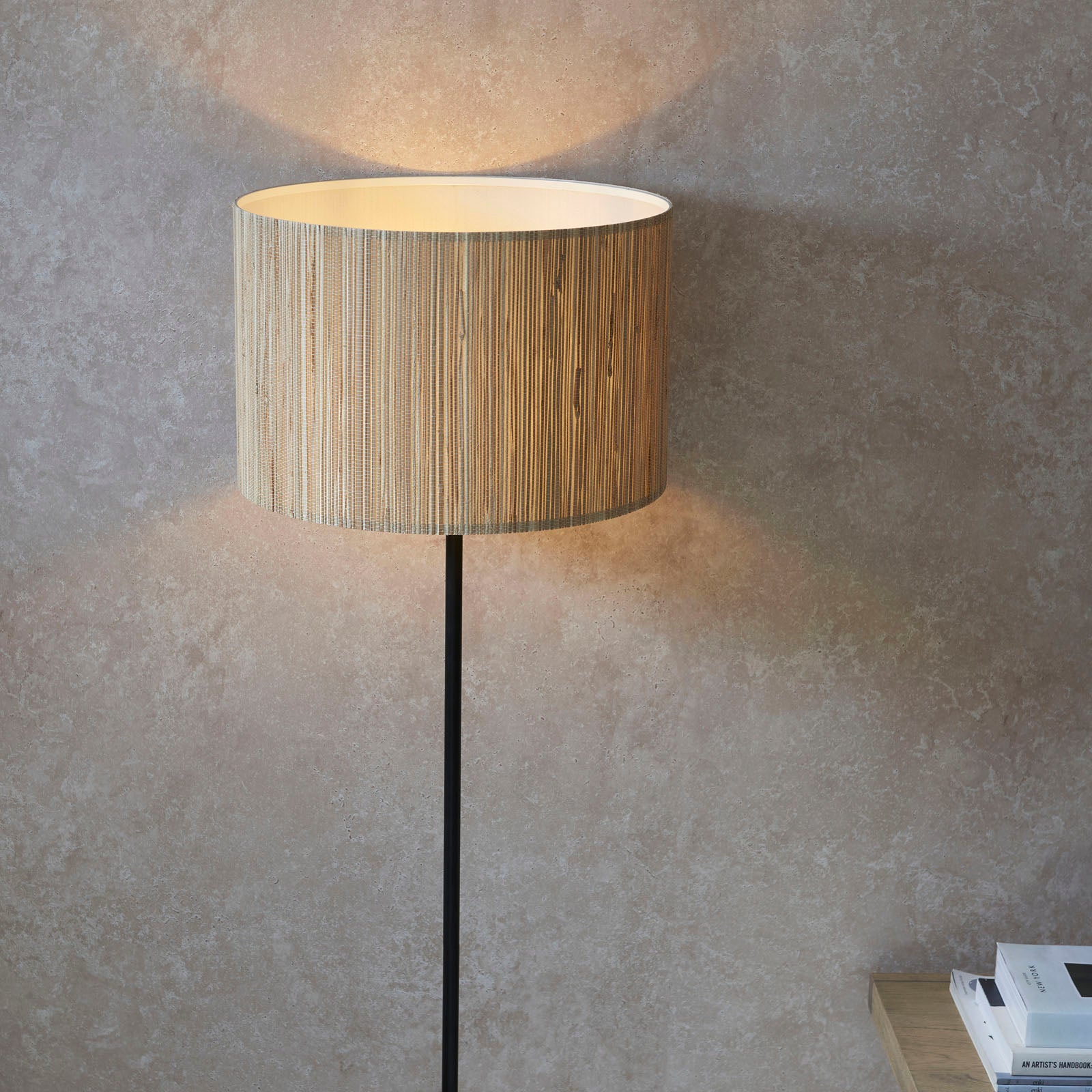 Longshore Natural Seagrass Floor Lamp with Matt Black Accents