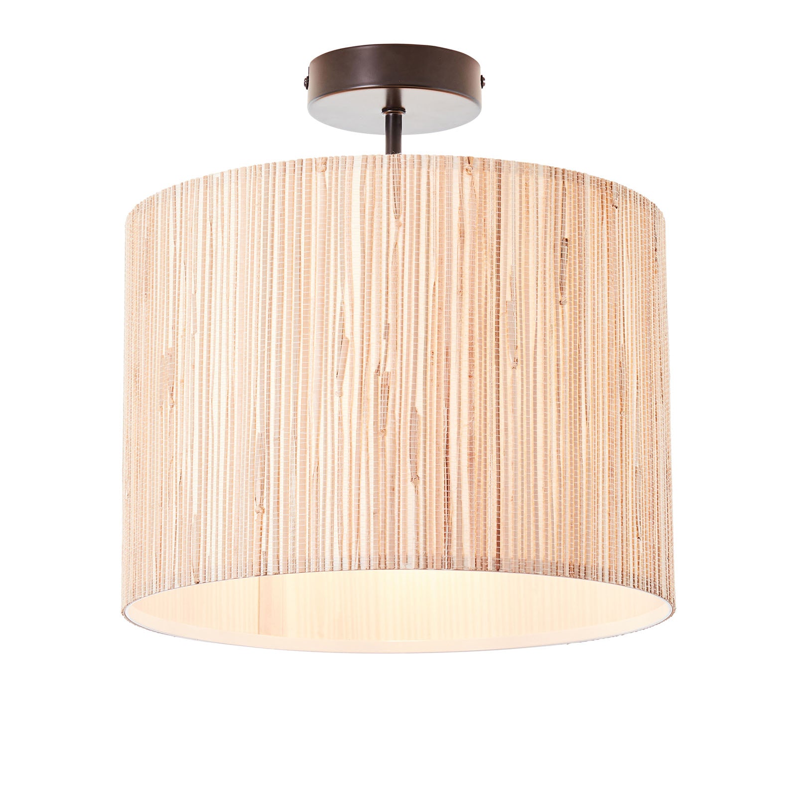 Longshore Natural Seagrass Semi-Flush Ceiling Light with Matt Black Accents