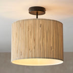 Longshore Natural Seagrass Semi-Flush Ceiling Light with Matt Black Accents