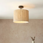 Longshore Natural Seagrass Semi-Flush Ceiling Light with Matt Black Accents