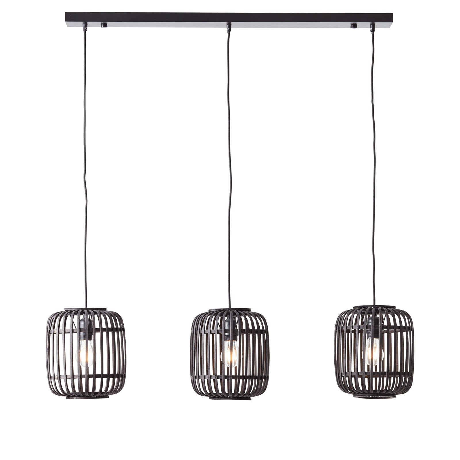 Mathias 3-Light Dark Bamboo Pendant Light