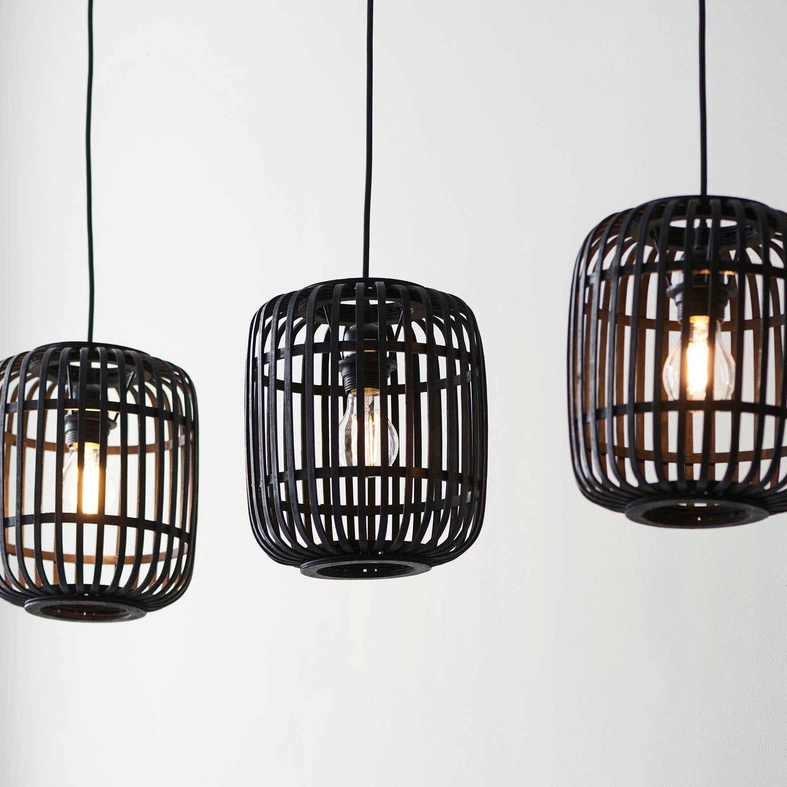 Mathias 3-Light Dark Bamboo Pendant Light