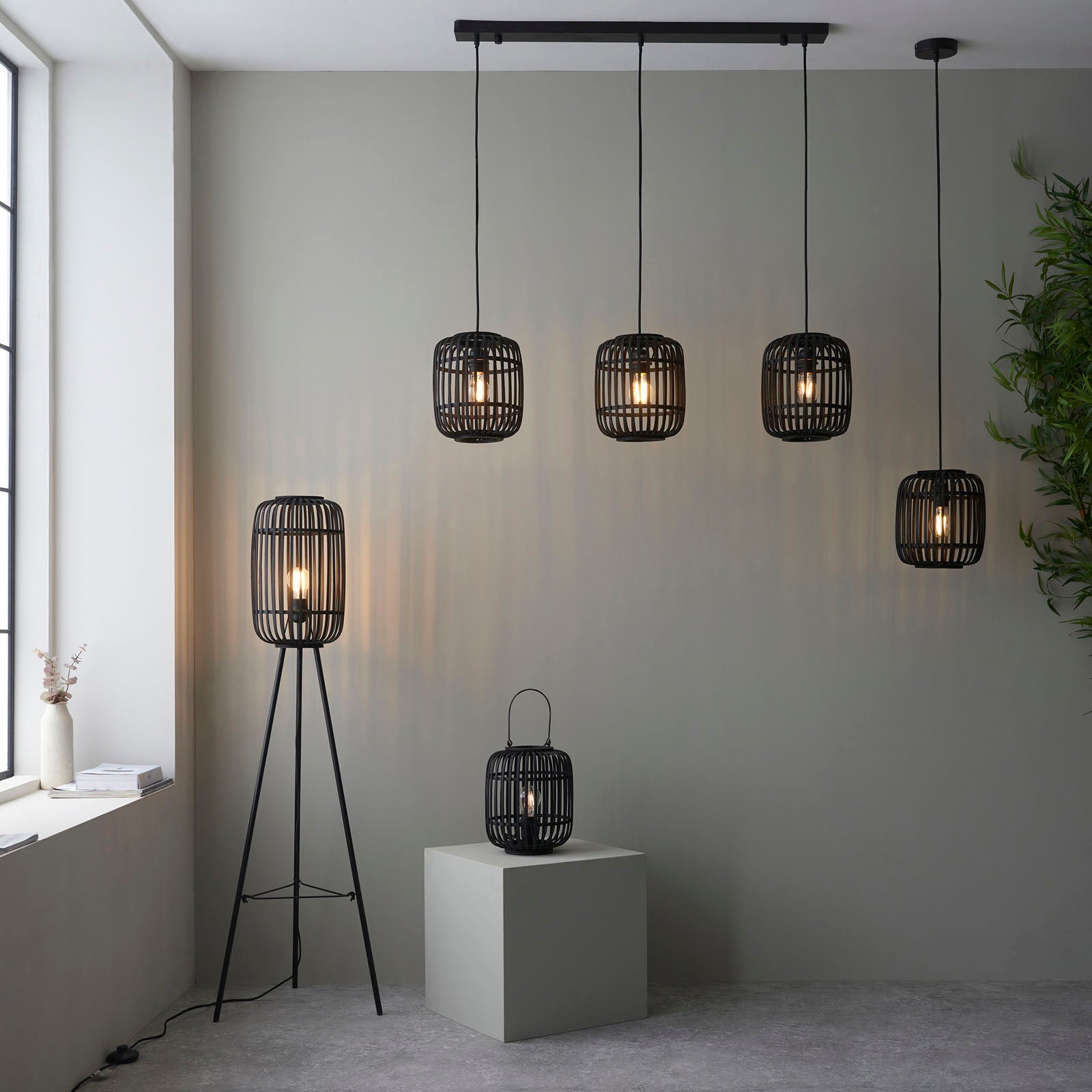 Mathias Dark Bamboo Pendant Light