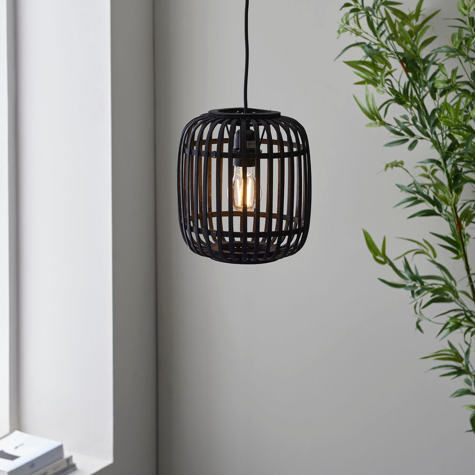 Mathias Dark Bamboo Pendant Light