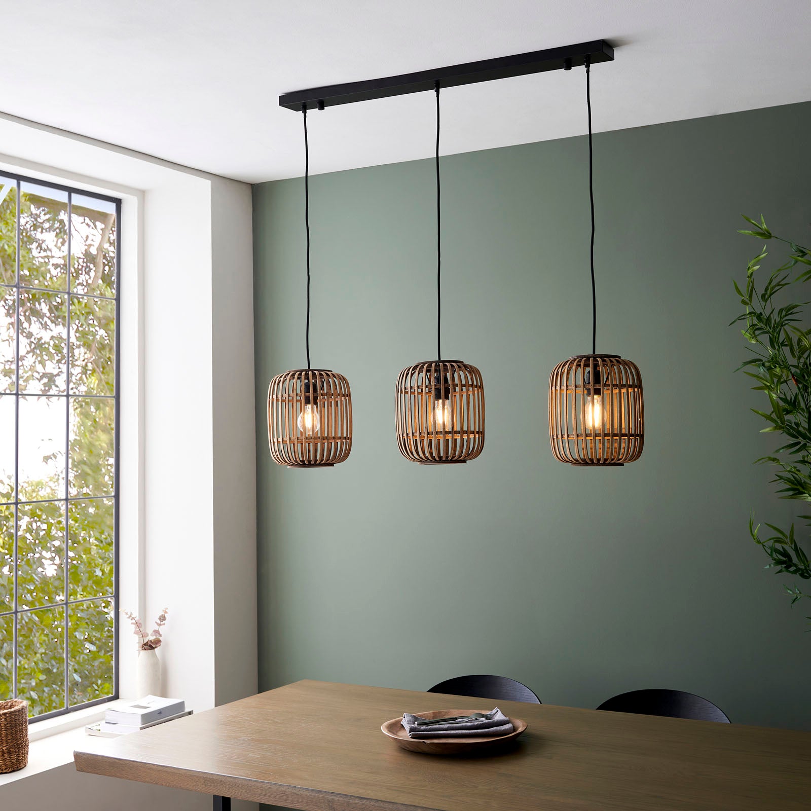 Mathias 3-Light Light Bamboo Pendant Light