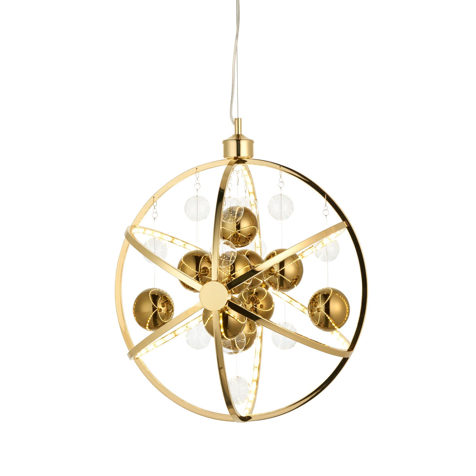 Muni LED Pendant Light with Gold Finish and Mixed Sphere Design 480mm