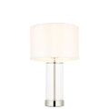 Lessina 1-Light Dimmable Table Lamp with Clear Glass Base & White Shade (Bright Nickel)