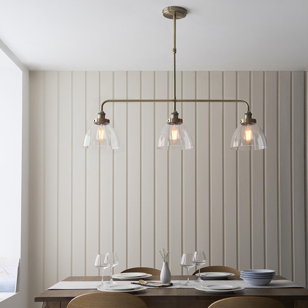 Hansen 3lt Linear Pendant Antique Brass