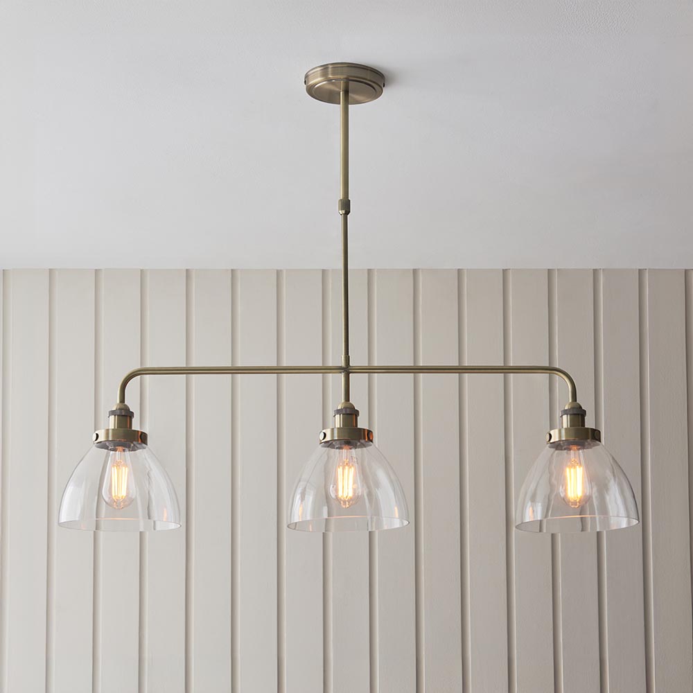 Hansen 3lt Linear Pendant Antique Brass