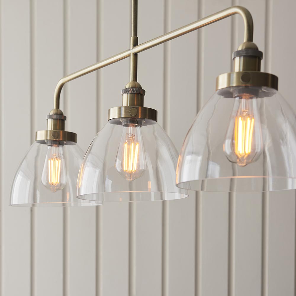 Hansen 3lt Linear Pendant Antique Brass