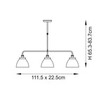 Hansen 3lt Linear Pendant Antique Brass