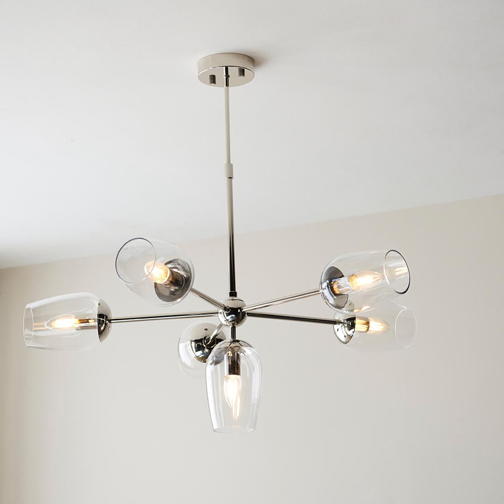 Maeve 6Lt Pendant - Bright Nickel