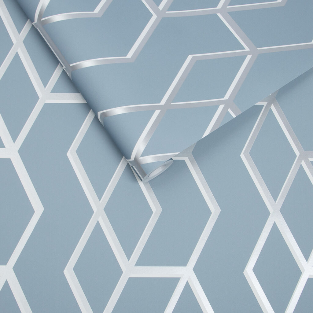 Archetype Blue & Silver Wallpaper