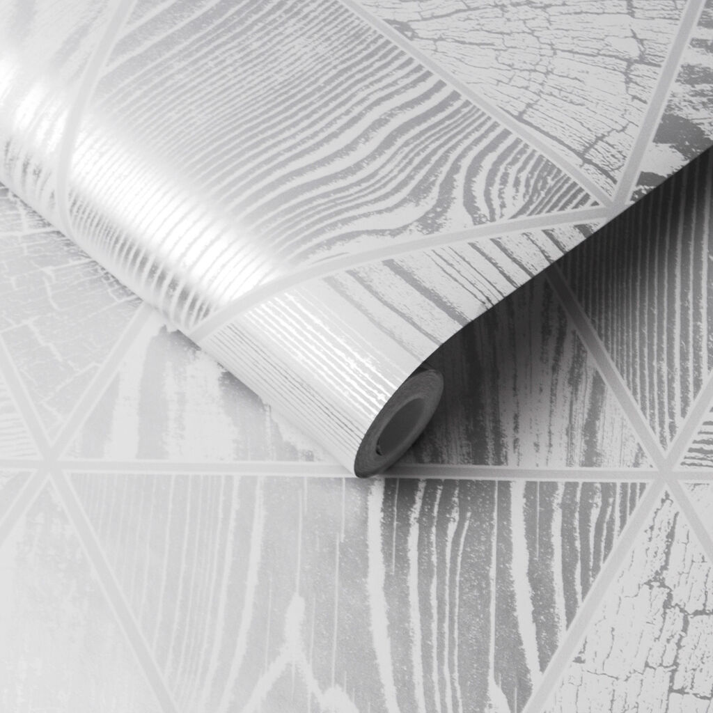 Geo Grain Silver Wallpaper