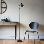 Amalfi 1-Light Reading Floor Lamp: Adjustable Head (Black)