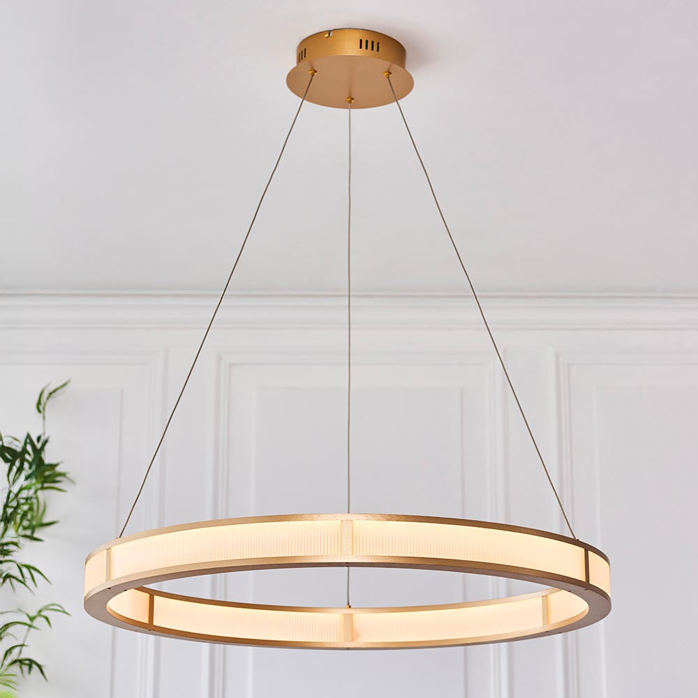 Classic Ribbed Hoop Pendant gold plated finish