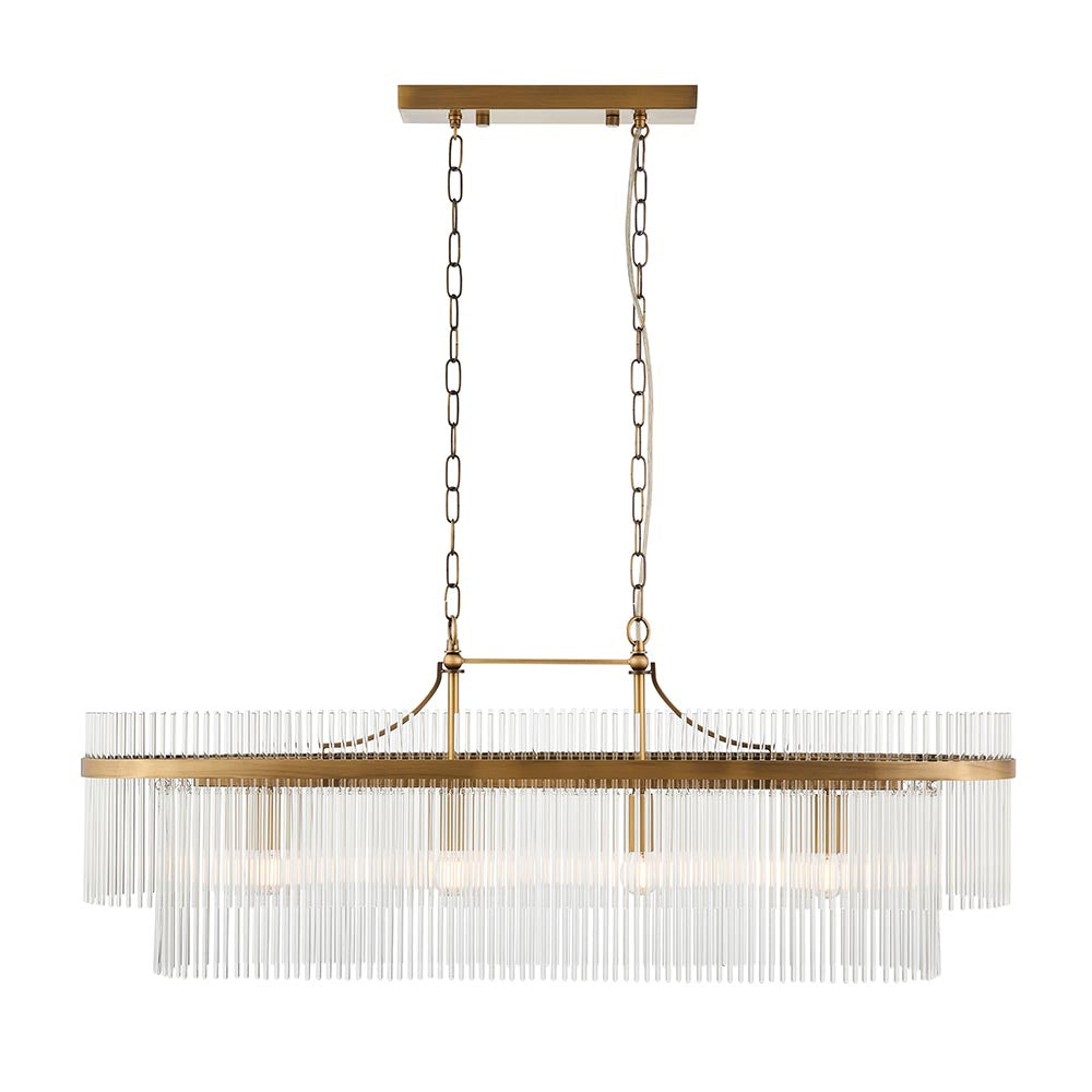 Marietta 4 Light Antique Brass Bar Pendant