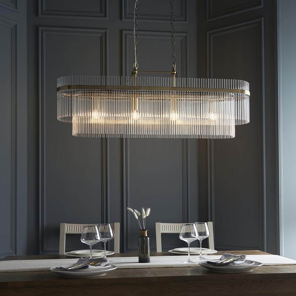 Marietta 4 Light Antique Brass Bar Pendant