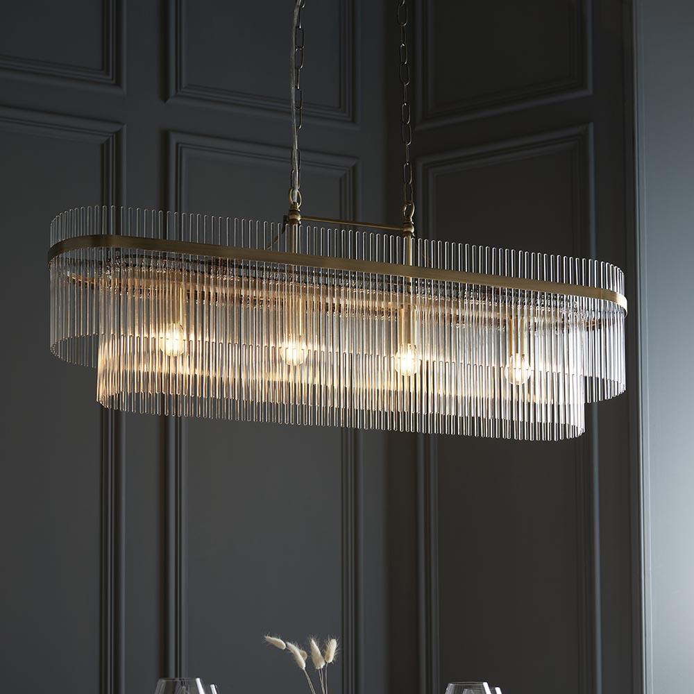 Marietta 4 Light Antique Brass Bar Pendant