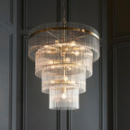 Marietta 16lt Tiered Pendant Antique Brass