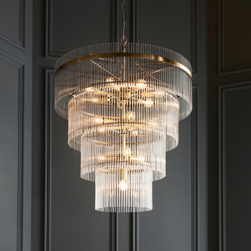 Marietta 16lt Tiered Pendant Antique Brass