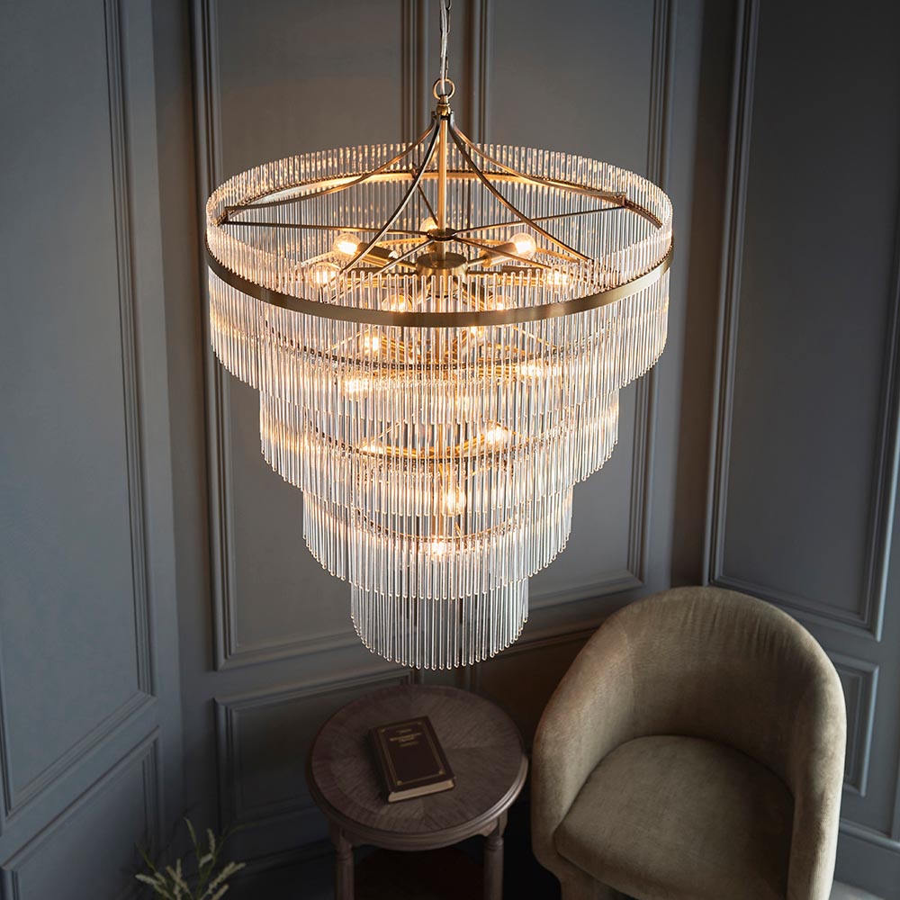 Marietta 16lt Tiered Pendant Antique Brass