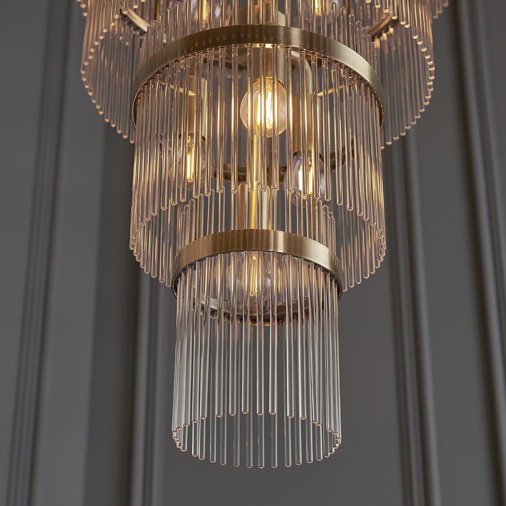 Marietta Grand 21lt Tiered Pendant Antique Brass