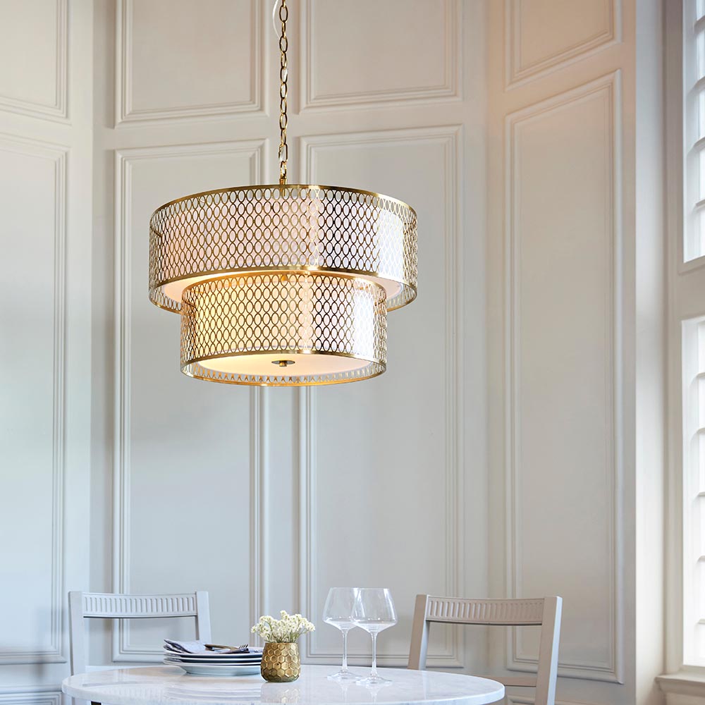Cordero 6lt Tiered Pendant Gold Effect